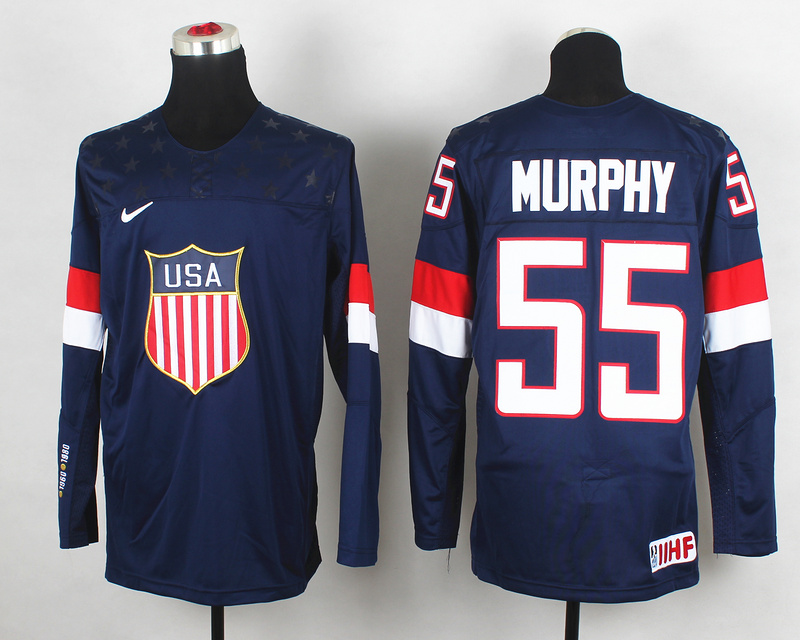 USA 55 Murphy Blue 2014 Olympics Jerseys