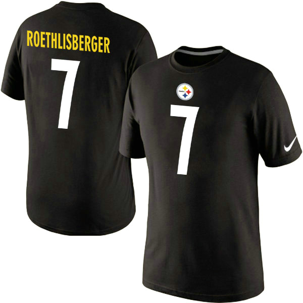 Nike Steelers 7 Roethlisberger Black Fashion T Shirt2