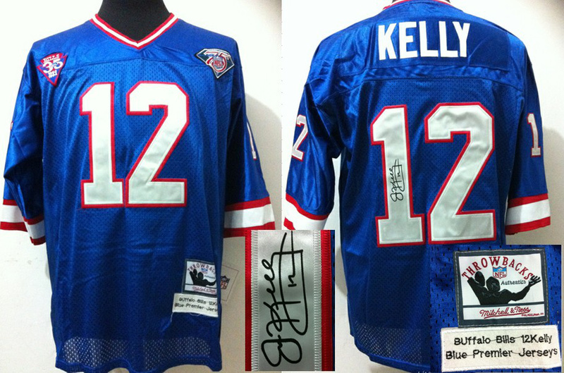 Bills 12 Kelly Blue Signature Edition Throwback Jerseys