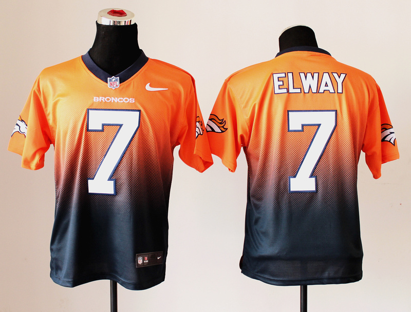 Nike Broncos 7 Elway Orange And Black Drift II Elite Jerseys