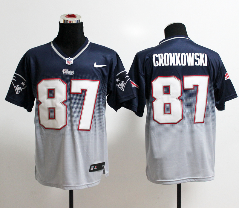 Nike Patriots 87 Gronkowski Blue And White Drift II Elite Jerseys