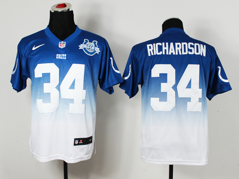 Nike Colts 34 Richardson Blue And White Drift II 30th Elite Jerseys