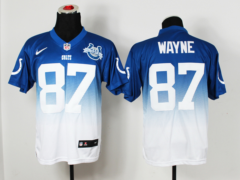 Nike Colts 87 Wayne Blue And White Drift II 30th Elite Jerseys