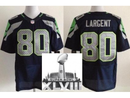 Nike Seahawks 80 Steve Largent Blue Elite 2014 Super Bowl XLVIII Jerseys