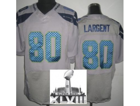 Nike Seahawks 80 Steve Largent Grey Elite 2014 Super Bowl XLVIII Jerseys