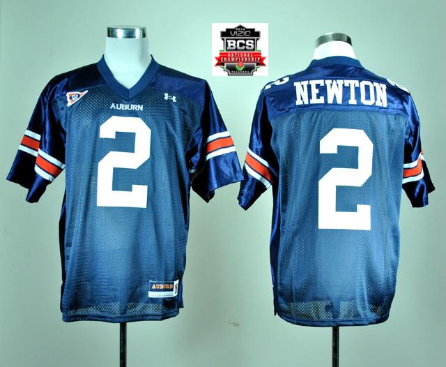 Under Armour Auburn Tigers Cameron Newton 2 Navy Blue College Football Jersey With 2014 BCS Patch