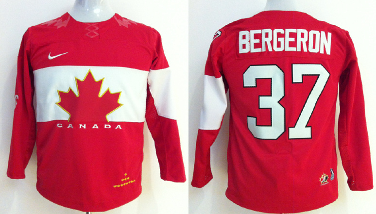 Canada 37 Bergeron Red 2014 Olympics Kids Jerseys