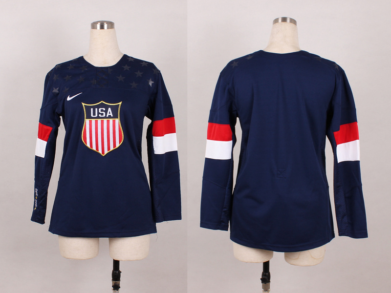 USA Blank Blue 2014 Olympics Women Jerseys