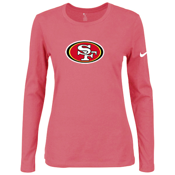 Nike San Francisco 49ers Women's Of The City Long Sleeve Tri Blend T Shirt Pink02
