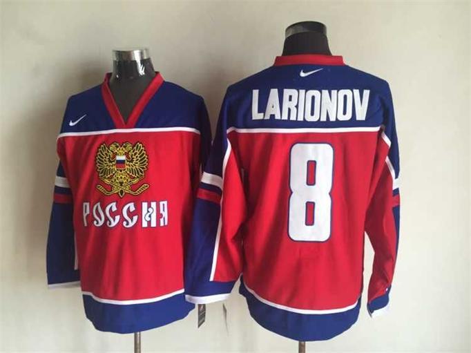 Russia 8 Igor Larionov Red Nike Jersey