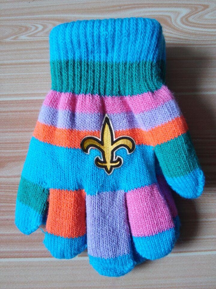 Saints Kids Knit Gloves2