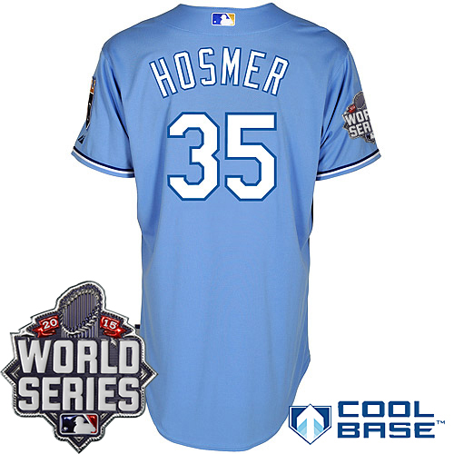 Royals 35 Eric Hosmer Light Blue With 2015 World Series Cool Base Jersey