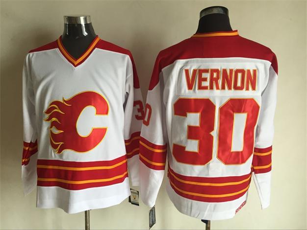 Flames 30 Mike Vernon White CCM Jersey