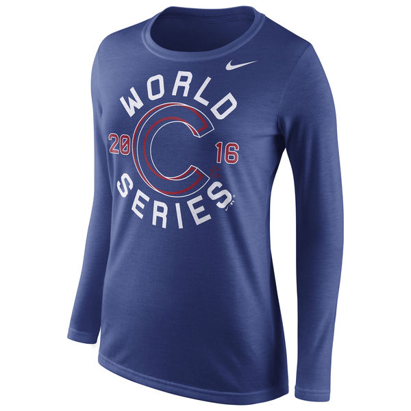 Women's Chicago Cubs Nike Royal 2016 World Series Bound Circle Long Sleeve T-Shirt