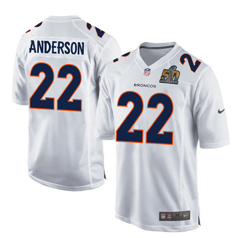Nike Broncos 22 C.J. Anderson White Super Bowl 50 Bound Game Event Jersey