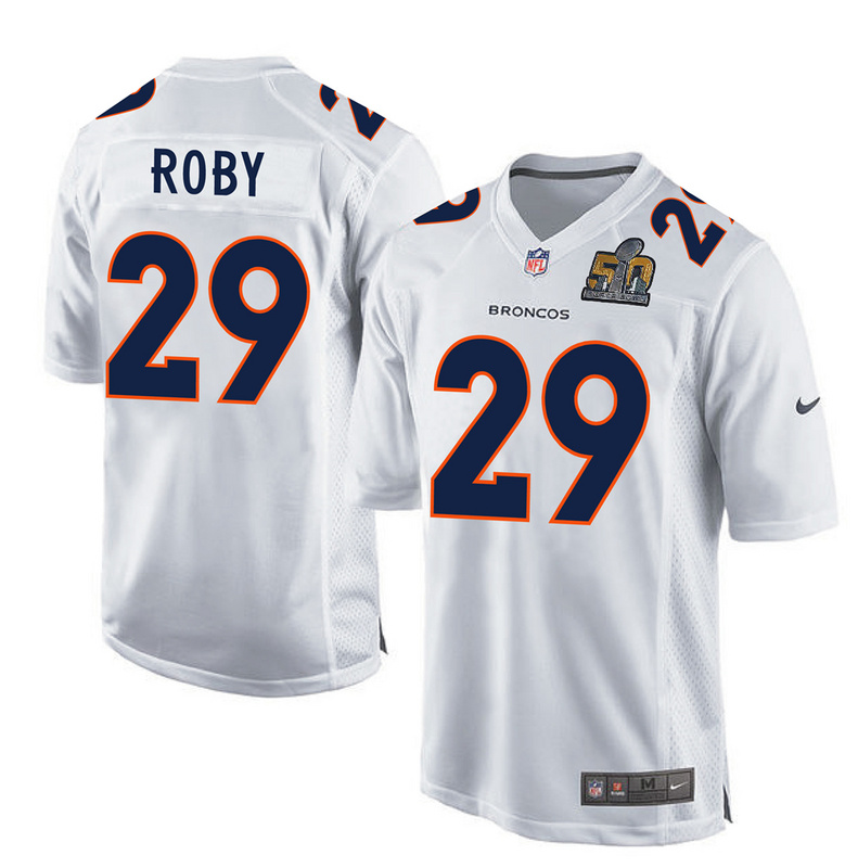 Nike Broncos 29 Bradley Roby White Super Bowl 50 Bound Game Event Jersey
