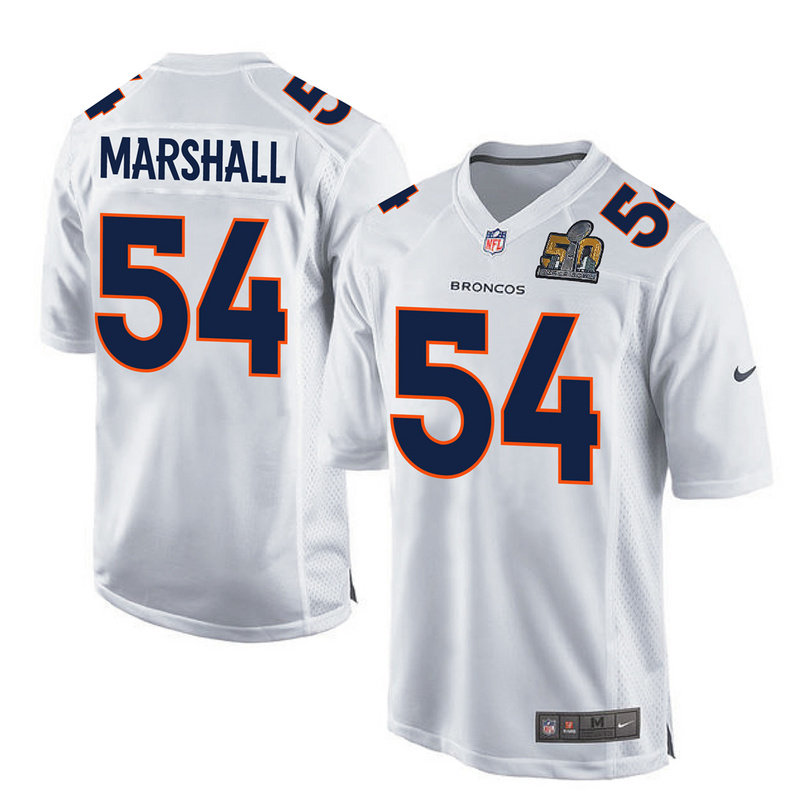 Nike Broncos 54 Brandon Marshall White Super Bowl 50 Bound Game Event Jersey