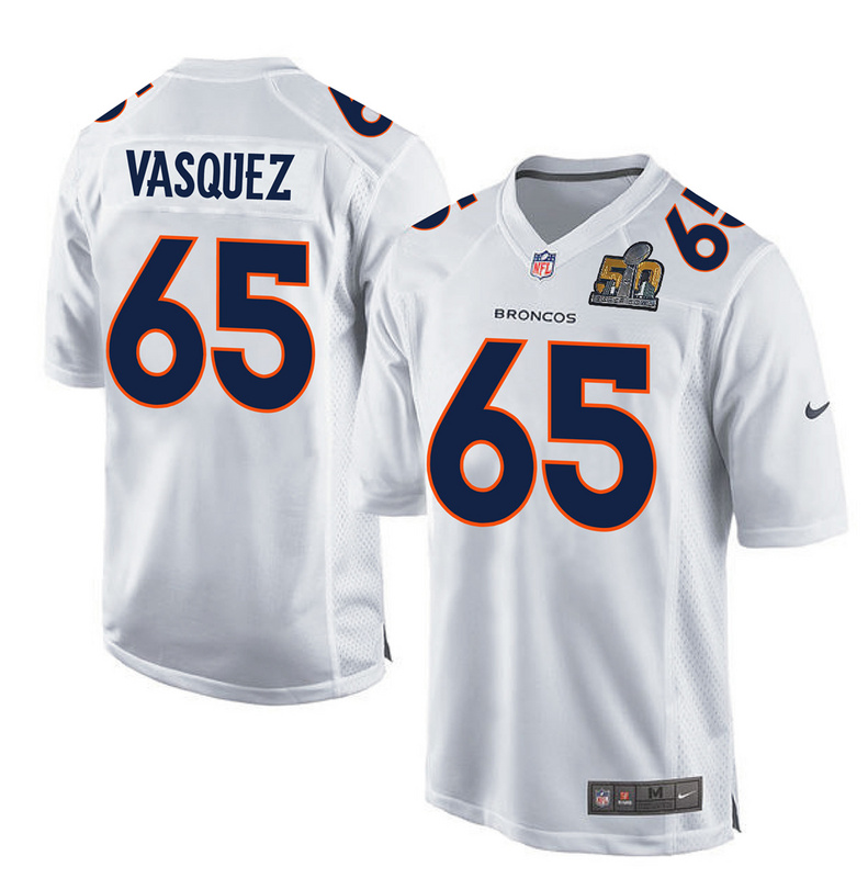 Nike Broncos 65 Louis Vasquez White Super Bowl 50 Bound Game Event Jersey