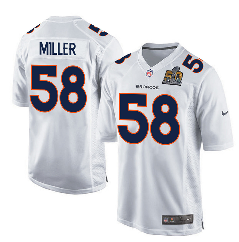 Nike Broncos 58 Von Miller White Youth Super Bowl 50 Bound Game Event Jersey