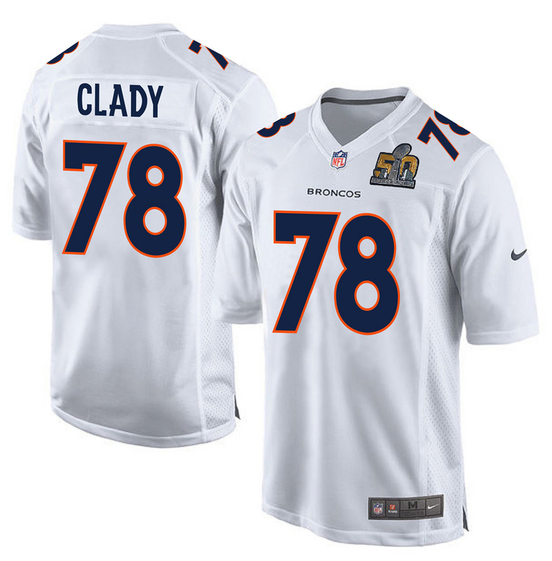 Nike Broncos 78 Ryan Clady White Youth Super Bowl 50 Bound Game Event Jersey