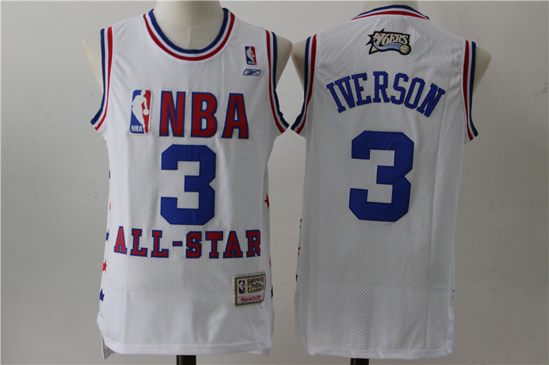 76ers 3 Allen Iverson White 2003 All-Star Hardwood Classics Jersey