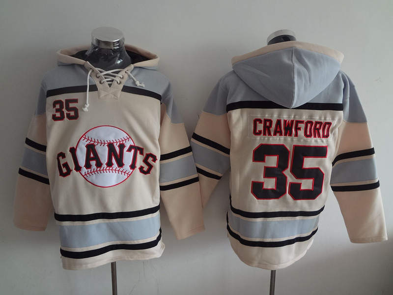 Giants 35 Brandon Crawford Cream All Stitched Sweatshirt