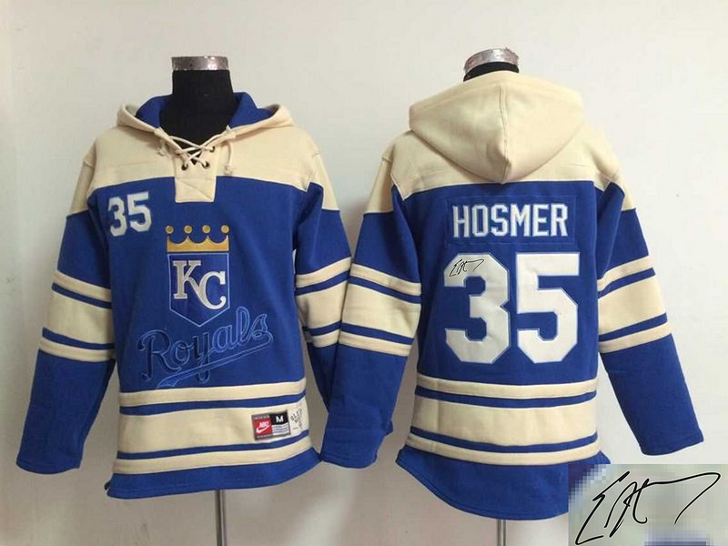 Royals 35 Eric Hosmer Royal Blue Signature Edition All Stitched Hooded Sweatshirt