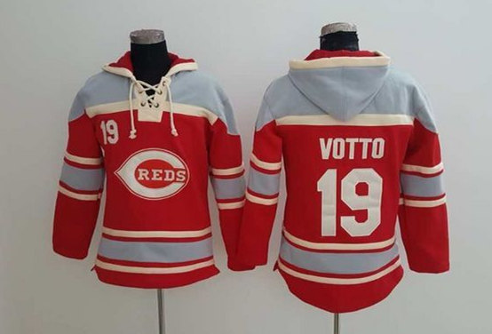 Reds 19 Joey Votto Red All Stitched Sweatshirt
