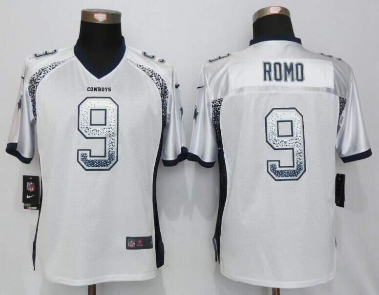Nike Cowboys 9 Tony Romo White Women Drift Fashion Jersey