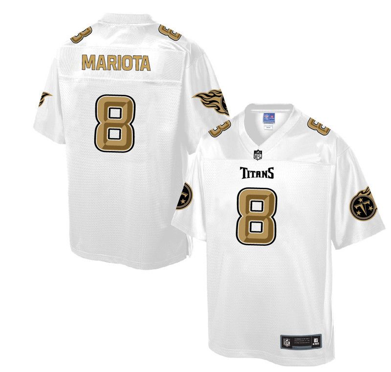 Nike Titans 8 Marcus Mariota Pro Line White Gold Collection Elite Jersey