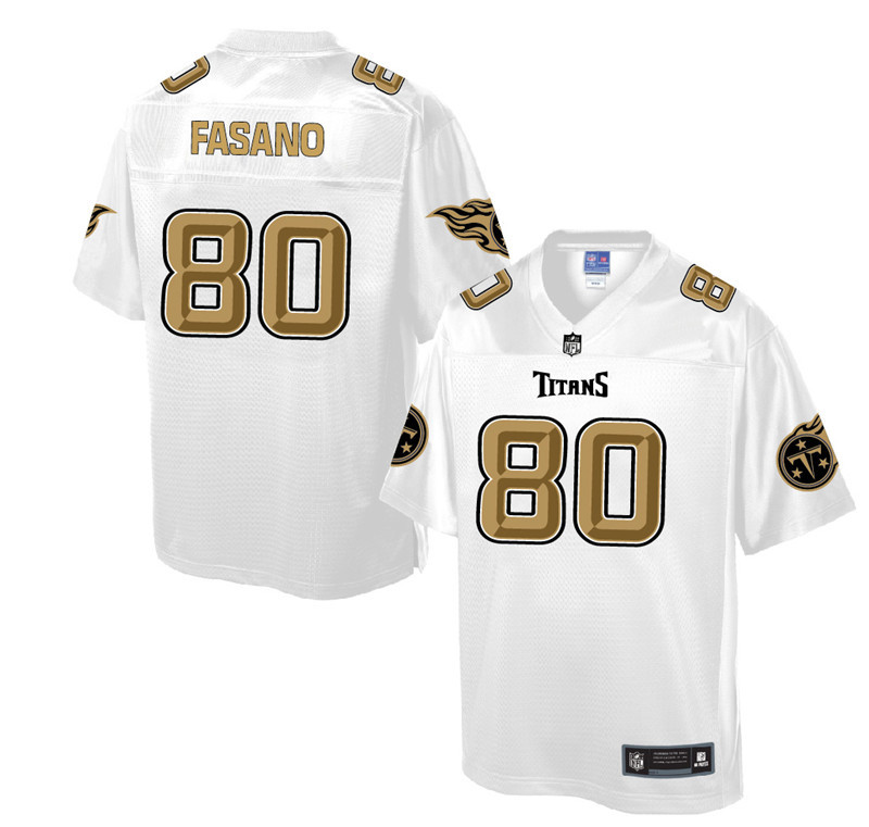 Nike Titans 80 Anthony Fasano Pro Line White Gold Collection Elite Jersey