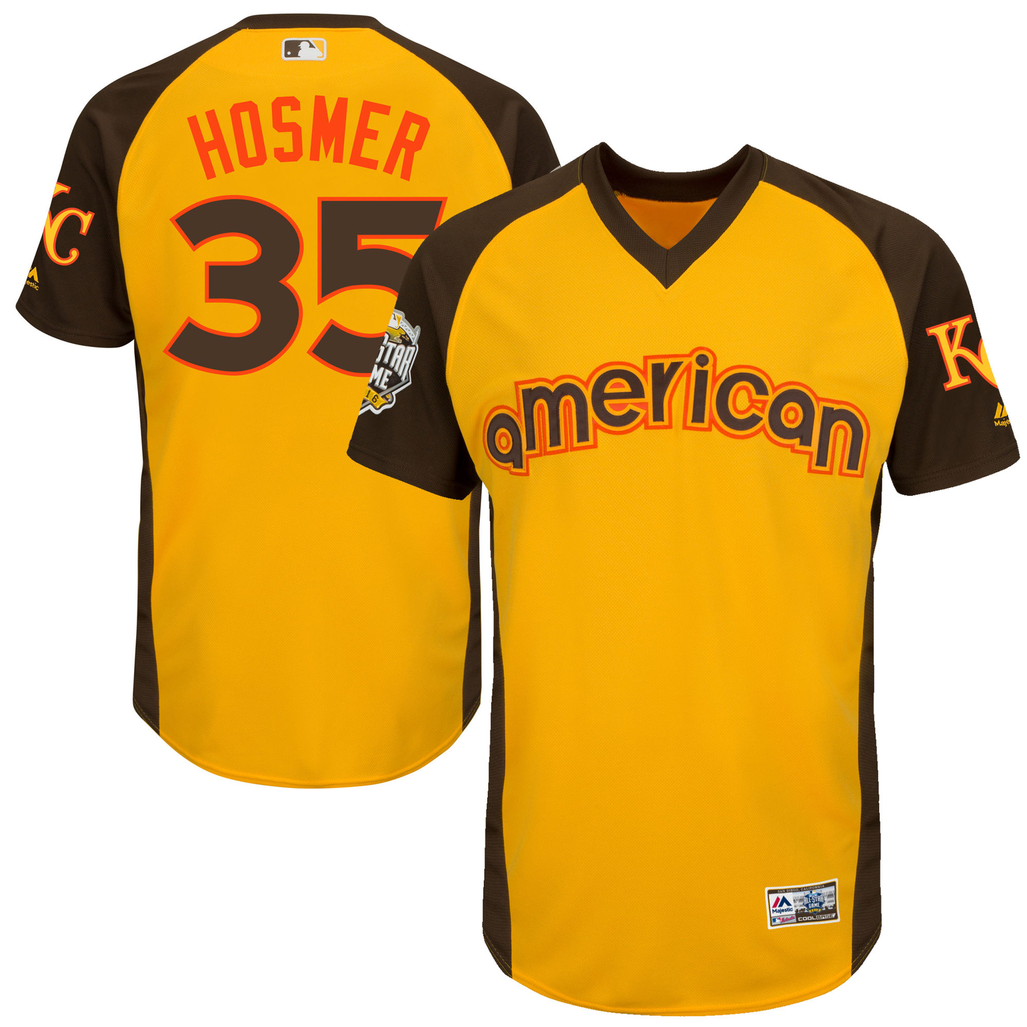 Royals 35 Eric Hosmer Yellow Youth 2016 All-Star Game Cool Base Batting Practice Player Jersey