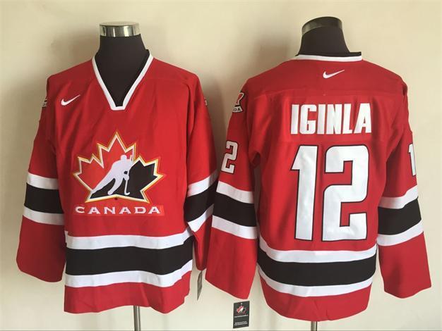 Team Canada 12 Jarome Iginla Red Nike 2002 Olympic Throwback Jersey