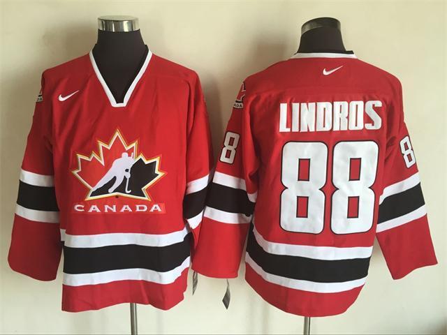 Team Canada 88 Eric Lindros Red Nike 2002 Olympic Throwback Jersey