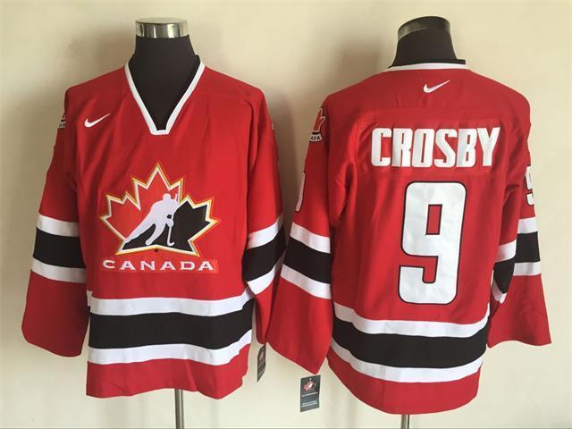 Team Canada 9 Sidney Crosby Red Nike 2002 Olympic Throwback Jersey