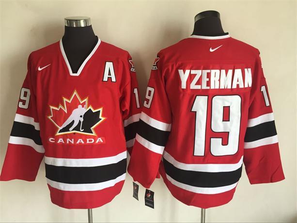 Team Canada 19 Steve Yzerman Red 2002 Olympics Nike Hockey Jersey