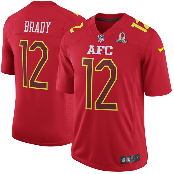 Nike Patriots 12 Tom Brady Red 2017 Pro Bowl Youth Game Jersey
