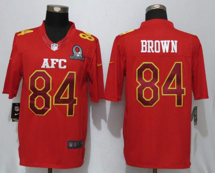 Nike Steelers 84 Antonio Brown Red 2017 Pro Bowl Limited Jersey