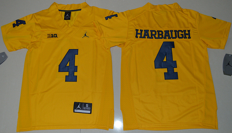 Michigan Wolverines 4 Jim Harbaugh Gold College Football Jersey