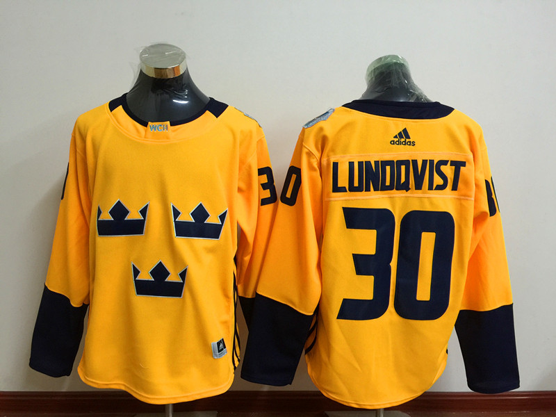 Sweden 30 Henrik Lundqvist Gold Hockey Premier Player Jersey