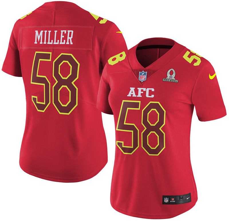 Nike Broncos 58 Von Miller Red 2017 Pro Bowl Women Game Jersey