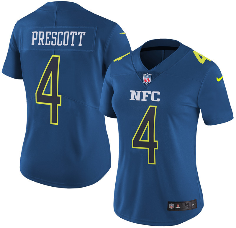 Nike Cowboys 4 Dak Prescott Navy 2017 Pro Bowl Women Game Jersey