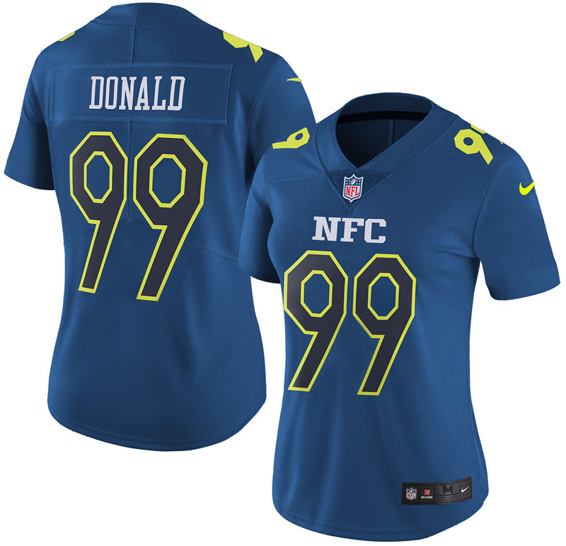 Nike Rams 99 Aaron Donald Navy 2017 Pro Bowl Women Game Jersey