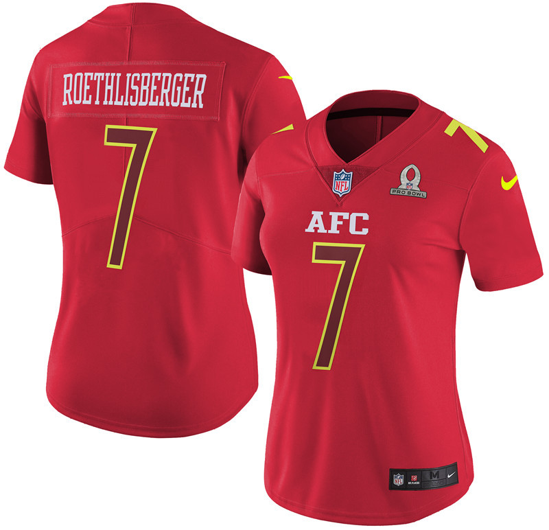 Nike Steelers 7 Ben Roethlisberger Red 2017 Pro Bowl Women Game Jersey