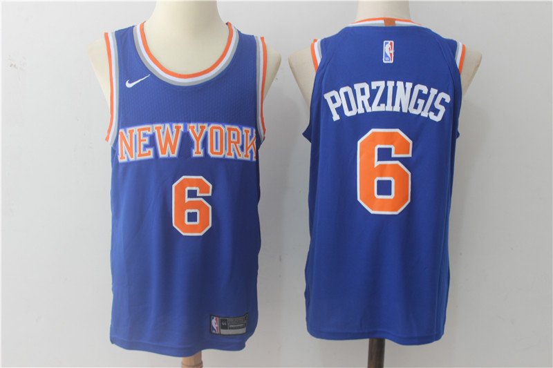 Knicks 6 Kristaps Porzingis Blue Nike Authentic Jersey