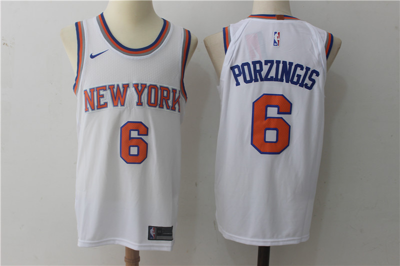 Knicks 6 Kristaps Porzingis White Nike Authentic Jersey