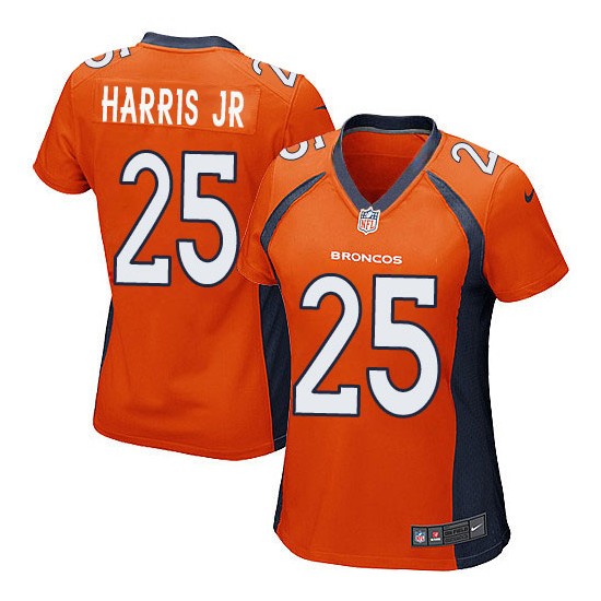 Nike Broncos 25 Chris Harris Jr Orange Women Game Jersey