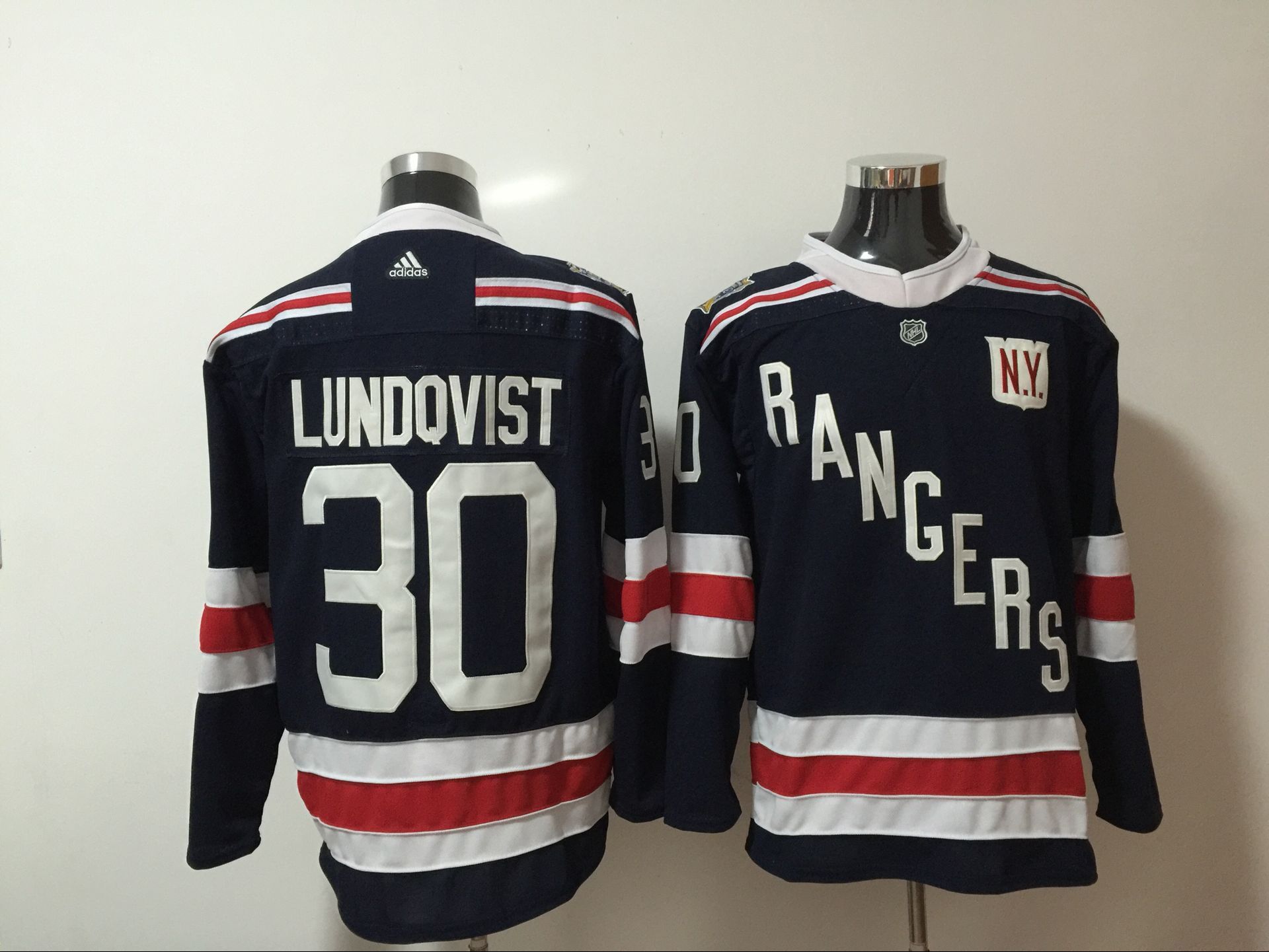 Rangers 30 Henrik Lundqvist Navy Adidas Jersey