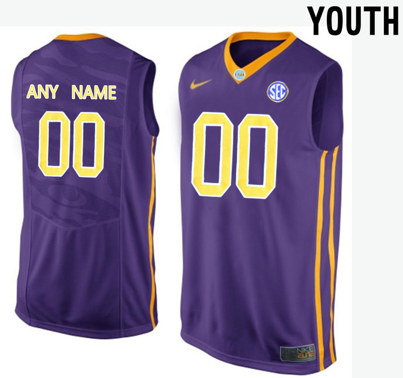 LSU Tigers Purple Youth Customized College Basketball Jersey