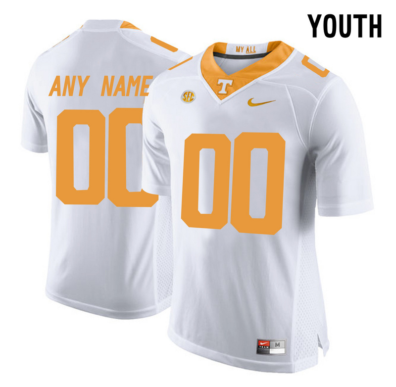 Tennessee Volunteers White 2016 SEC Youth Customized College Jersey